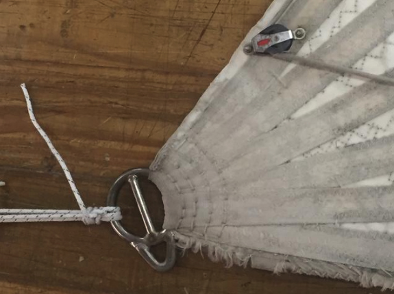 Head ring with noticeable fraying—time to inspect stitching and webbing.